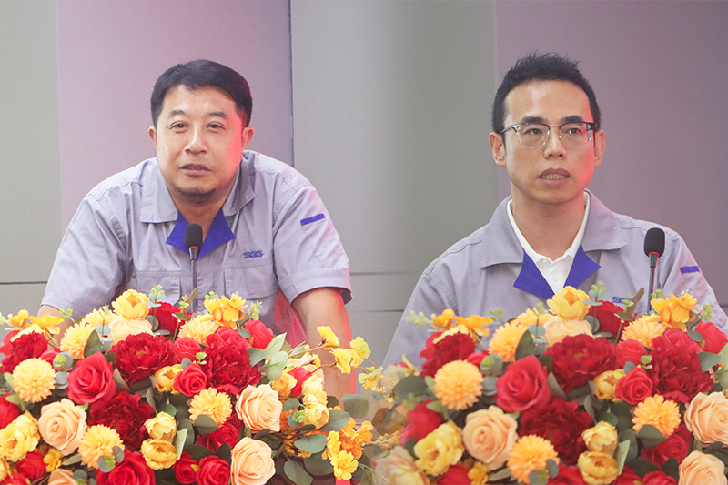 上工縫制國內銷售負責人劉盛浩（左）、  上工縫制國貿銷售負責人林海（右）